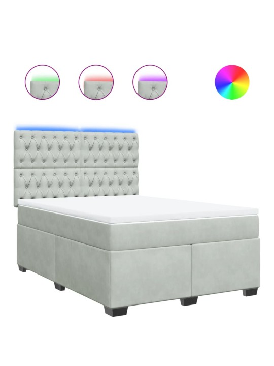 Box spring postel s matrací světle šedá 140x200 cm samet