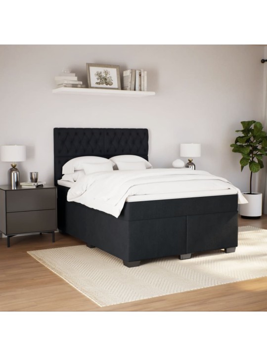 Box spring postel s matrací černá 140x200 cm samet