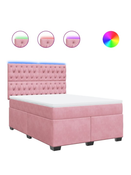 Box spring postel s matrací růžová 140x200 cm samet