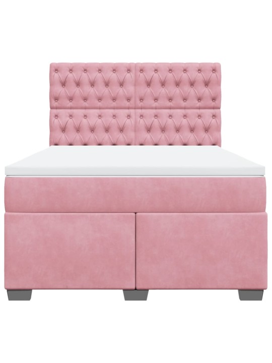 Box spring postel s matrací růžová 140x200 cm samet