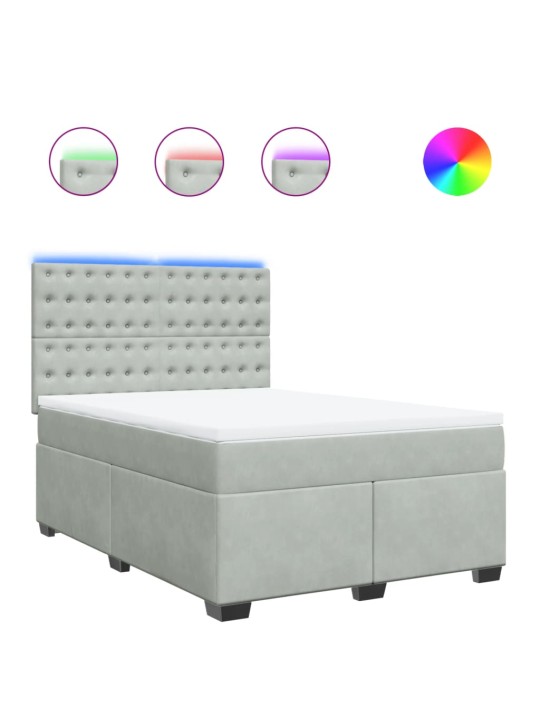 Box spring postel s matrací světle šedá 140x200 cm samet