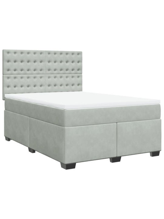 Box spring postel s matrací světle šedá 140x200 cm samet