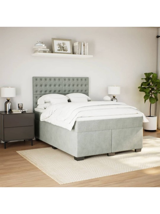 Box spring postel s matrací světle šedá 140x200 cm samet