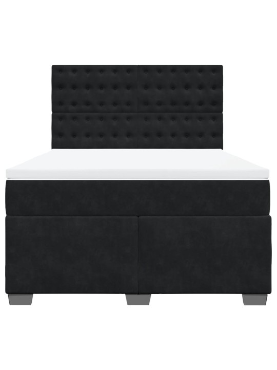 Box spring postel s matrací černá 140x200 cm samet
