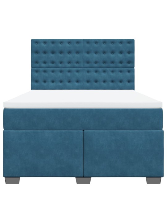 Box spring postel s matrací modrá 140 x 200 cm samet