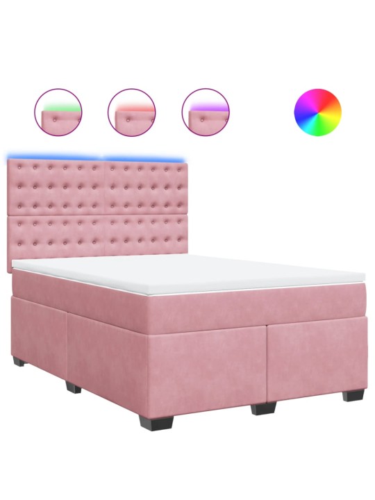 Box spring postel s matrací růžová 140x200 cm samet