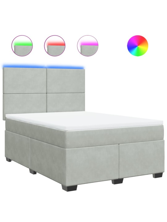 Box spring postel s matrací světle šedá 160x200 cm samet