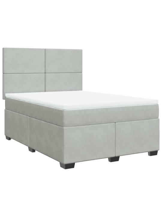 Box spring postel s matrací světle šedá 160x200 cm samet