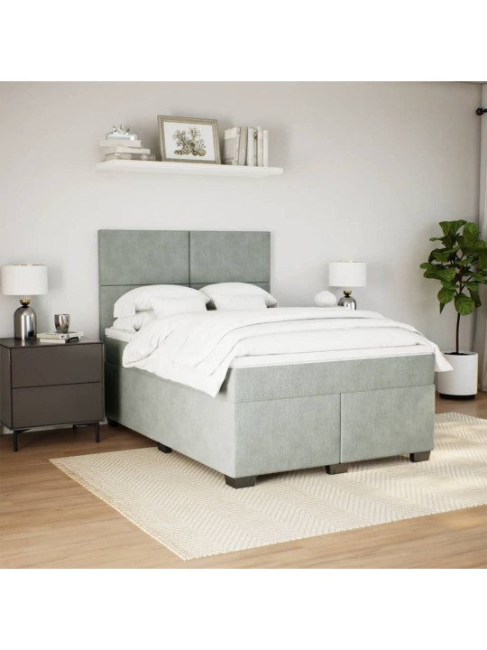 Box spring postel s matrací světle šedá 160x200 cm samet