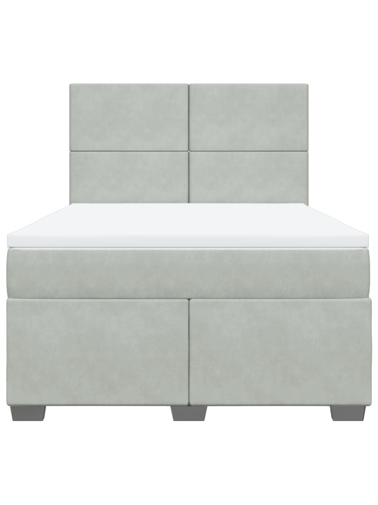 Box spring postel s matrací světle šedá 160x200 cm samet