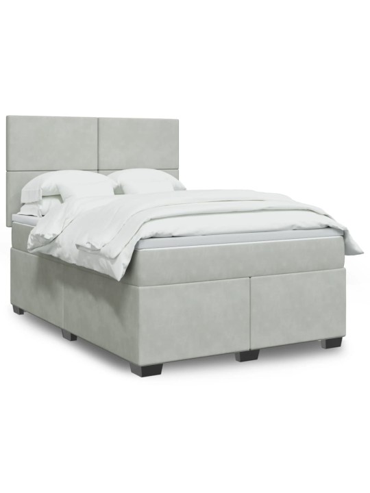 Box spring postel s matrací světle šedá 160x200 cm samet