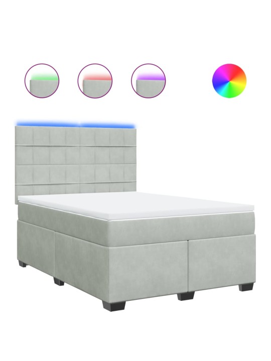 Box spring postel s matrací světle šedá 160x200 cm samet