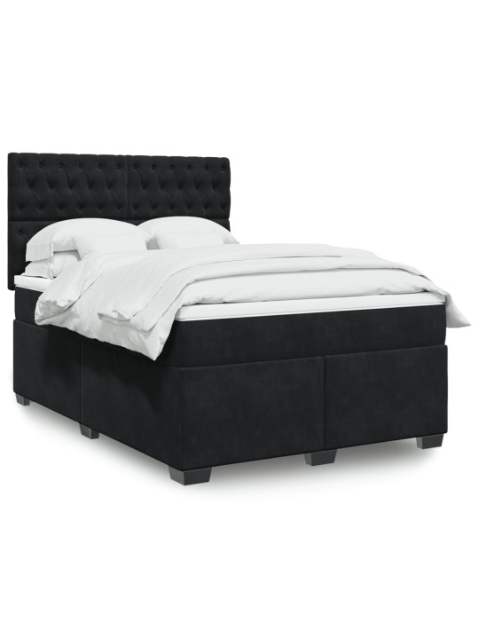 Box spring postel s matrací černá 160x200 cm samet