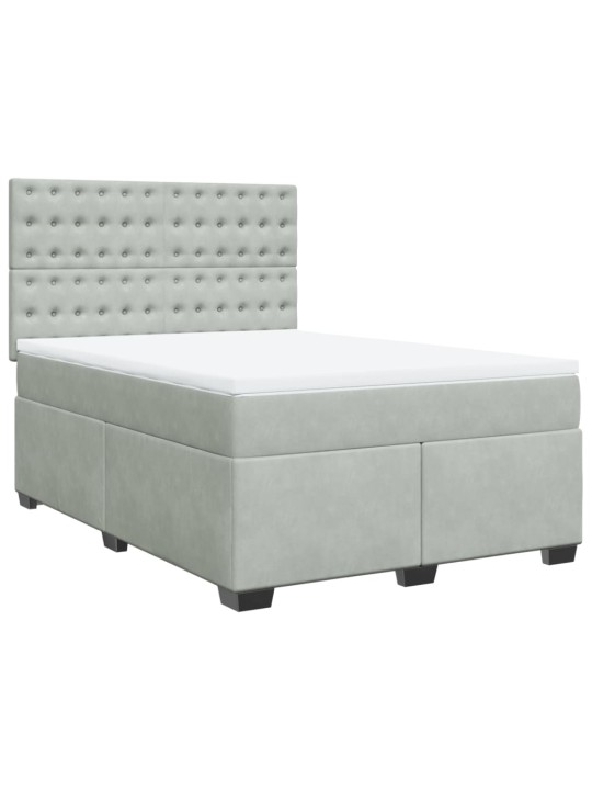 Box spring postel s matrací světle šedá 160x200 cm samet