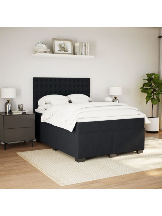 Box spring postel s matrací černá 160x200 cm samet