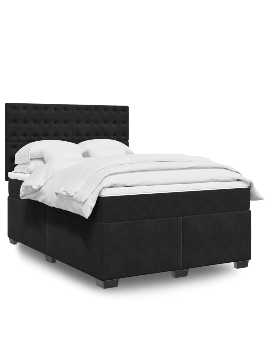 Box spring postel s matrací černá 160x200 cm samet
