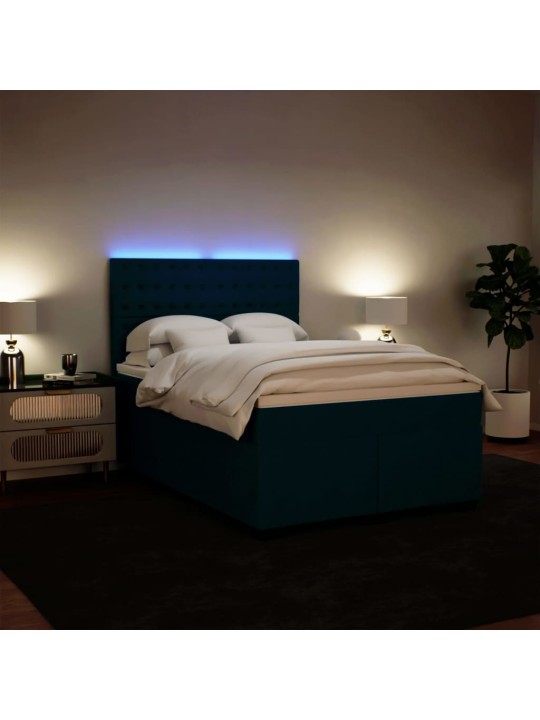 Box spring postel s matrací modrá 160 x 200 cm samet