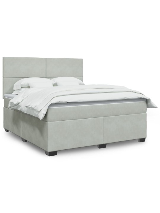 Box spring postel s matrací světle šedá 180x200 cm samet