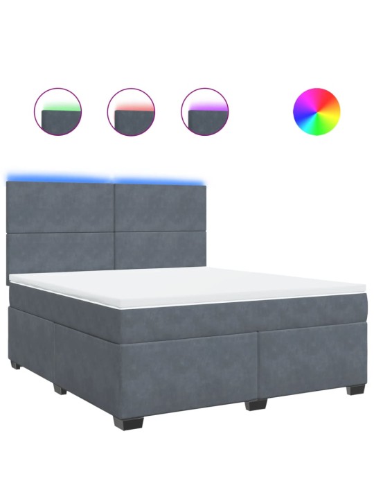 Box spring postel s matrací tmavě šedá 180x200 cm samet