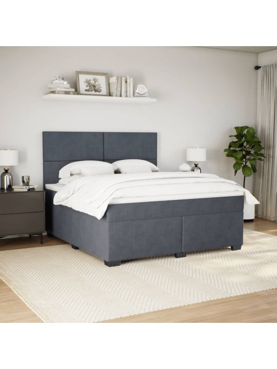 Box spring postel s matrací tmavě šedá 180x200 cm samet