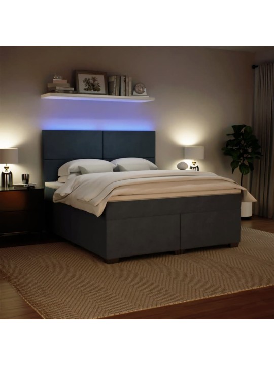 Box spring postel s matrací tmavě šedá 180x200 cm samet