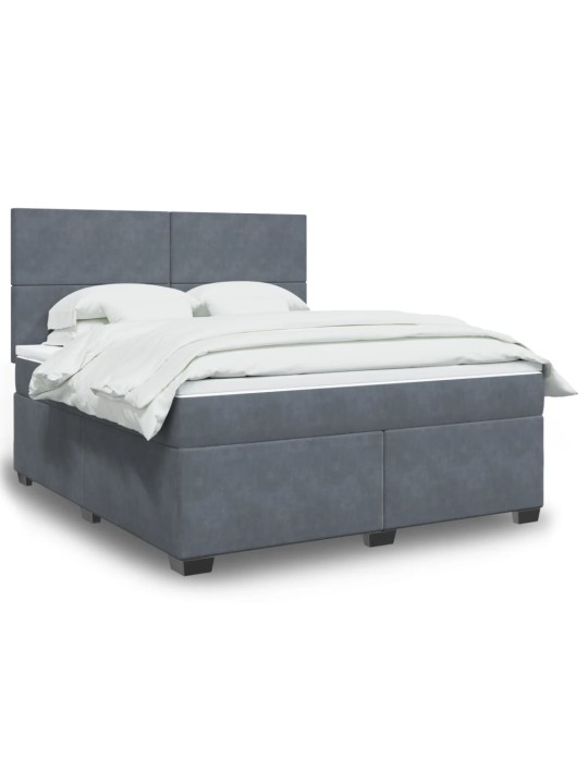Box spring postel s matrací tmavě šedá 180x200 cm samet