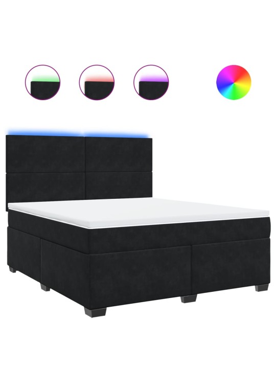 Box spring postel s matrací černá 180x200 cm samet