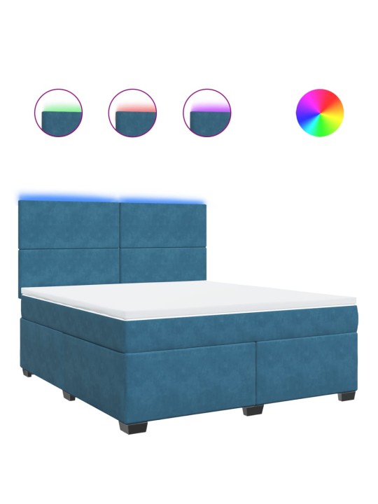 Box spring postel s matrací modrá 180 x 200 cm samet