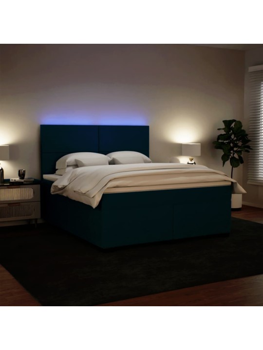 Box spring postel s matrací modrá 180 x 200 cm samet