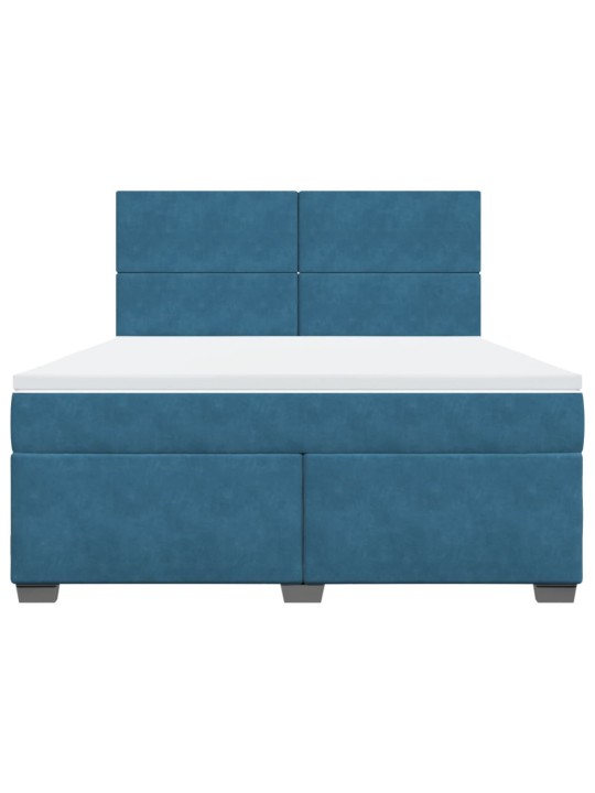 Box spring postel s matrací modrá 180 x 200 cm samet