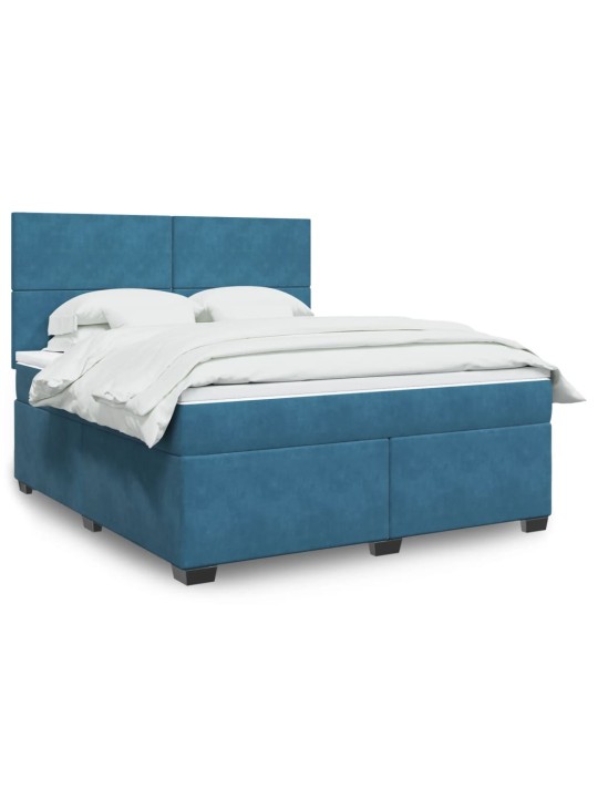 Box spring postel s matrací modrá 180 x 200 cm samet