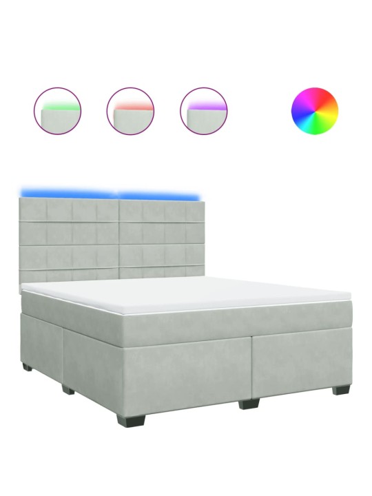 Box spring postel s matrací světle šedá 180x200 cm samet