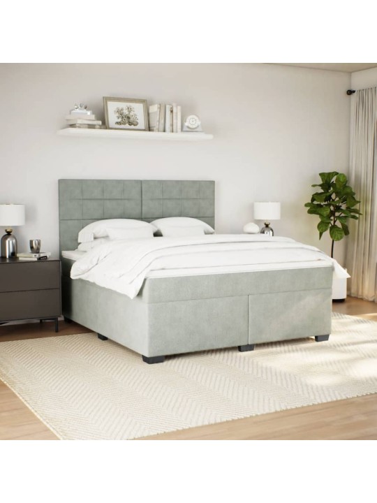Box spring postel s matrací světle šedá 180x200 cm samet