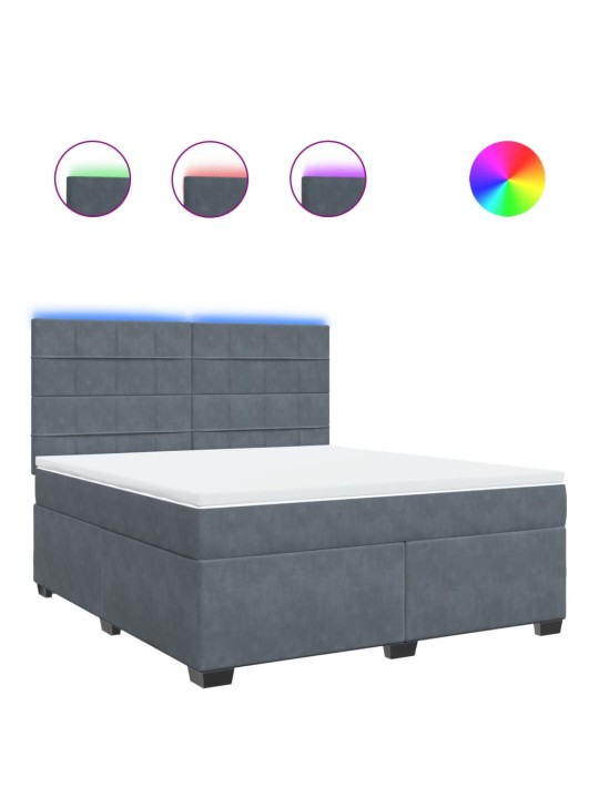 Box spring postel s matrací tmavě šedá 180x200 cm samet