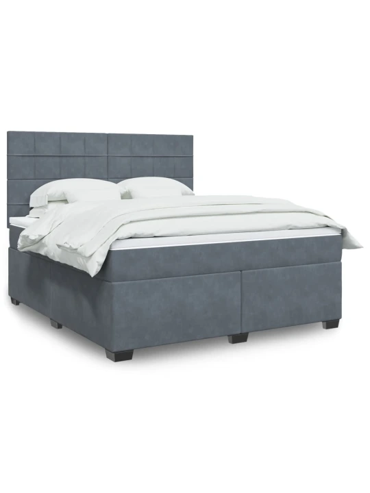 Box spring postel s matrací tmavě šedá 180x200 cm samet