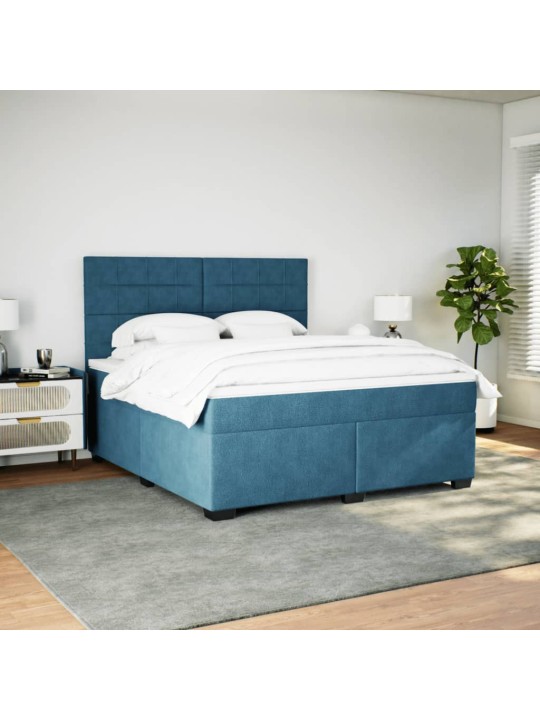 Box spring postel s matrací modrá 180 x 200 cm samet