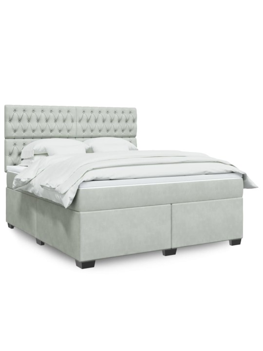 Box spring postel s matrací světle šedá 180x200 cm samet