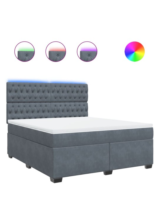 Box spring postel s matrací tmavě šedá 180x200 cm samet