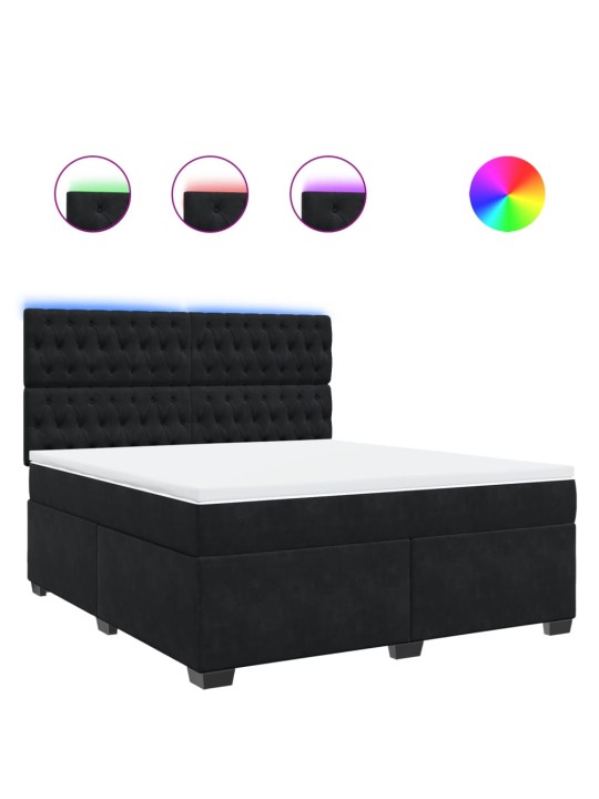 Box spring postel s matrací černá 180x200 cm samet