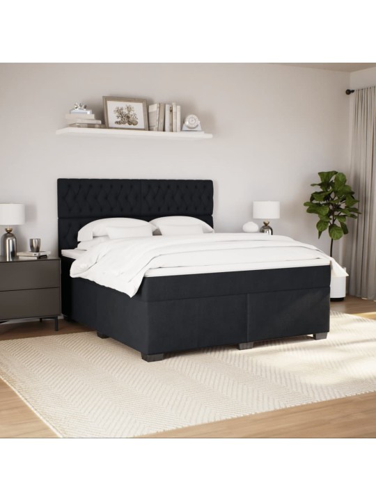 Box spring postel s matrací černá 180x200 cm samet