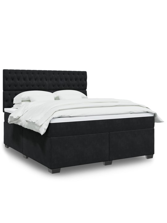 Box spring postel s matrací černá 180x200 cm samet