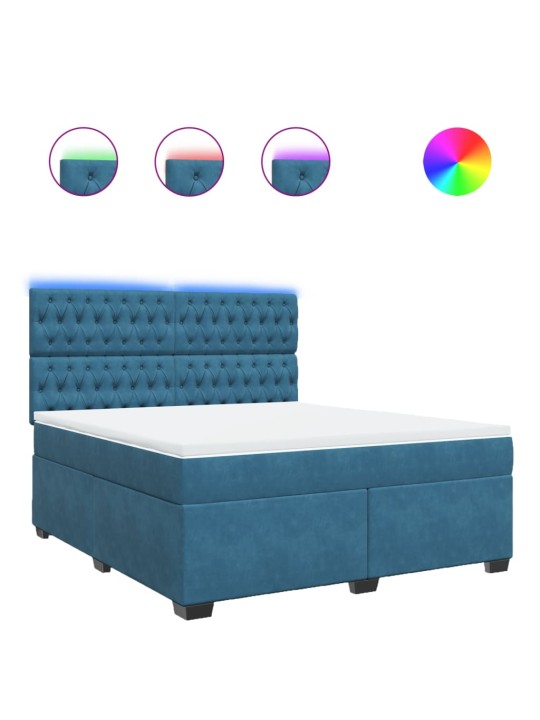 Box spring postel s matrací modrá 180 x 200 cm samet