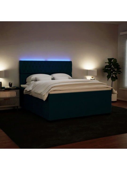 Box spring postel s matrací modrá 180 x 200 cm samet