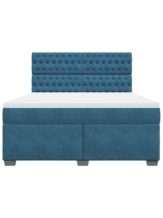Box spring postel s matrací modrá 180 x 200 cm samet
