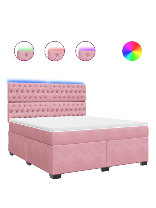 Box spring postel s matrací růžová 180x200 cm samet