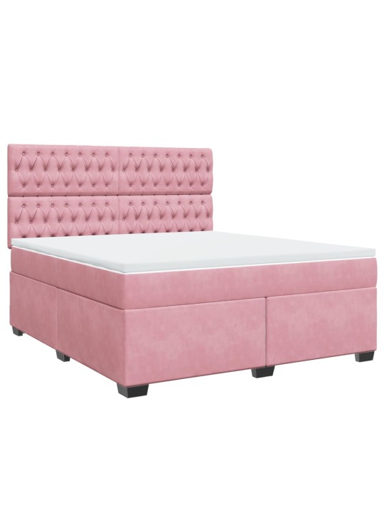 Box spring postel s matrací růžová 180x200 cm samet