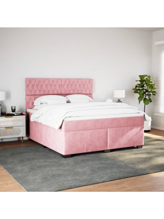 Box spring postel s matrací růžová 180x200 cm samet