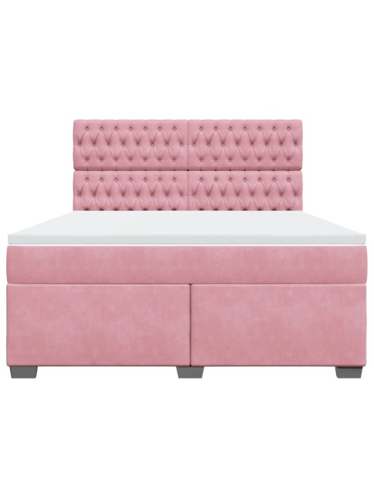 Box spring postel s matrací růžová 180x200 cm samet