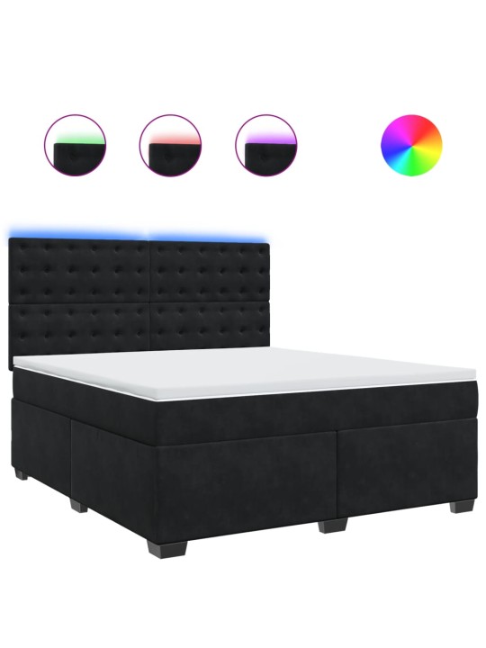 Box spring postel s matrací černá 180x200 cm samet