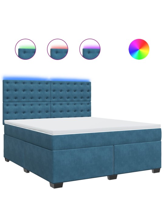 Box spring postel s matrací modrá 180 x 200 cm samet